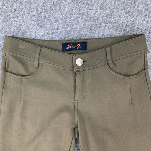 Seven7 Pants Womens 26 Moss Cargo Pockets Cuffed Hem Stretch Low Rise Cropped - Picture 4 of 13